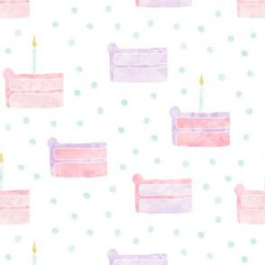 birthday cake fabric (pink & purple)