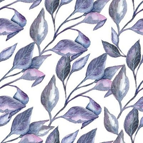 Watercolor lilac leaves 
