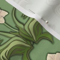 Cut Paper Art Nouveau Amaryllis White
