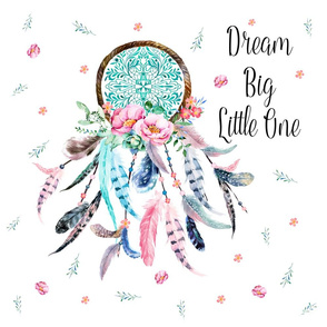 20"x20" Pillows / Aqua & Pink Dream Catcher