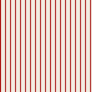 baseball stripes- red on cream Fabric