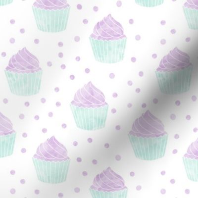 watercolor cupcakes (purple & blue)