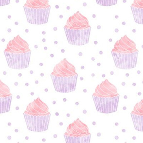 watercolor cupcake (pink & purple)