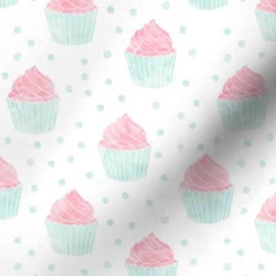 watercolor cupcakes (pink & blue)