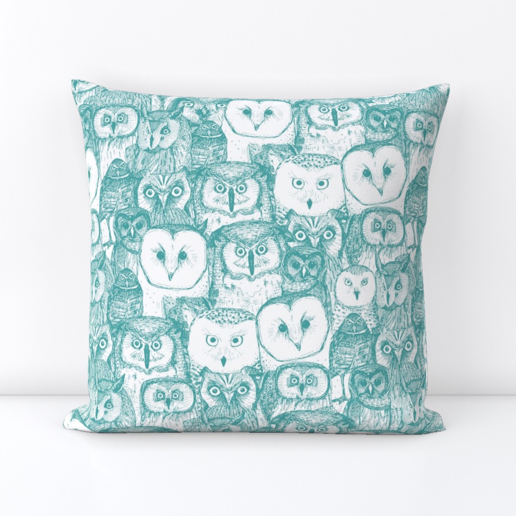 just owls teal blue