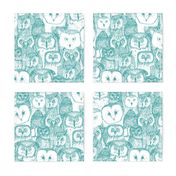 just owls teal blue