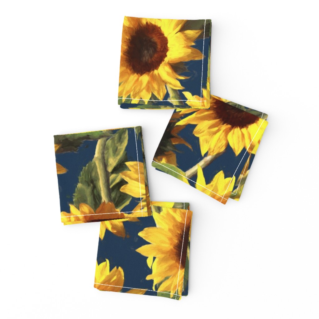 Sunflowers on Dark Blue