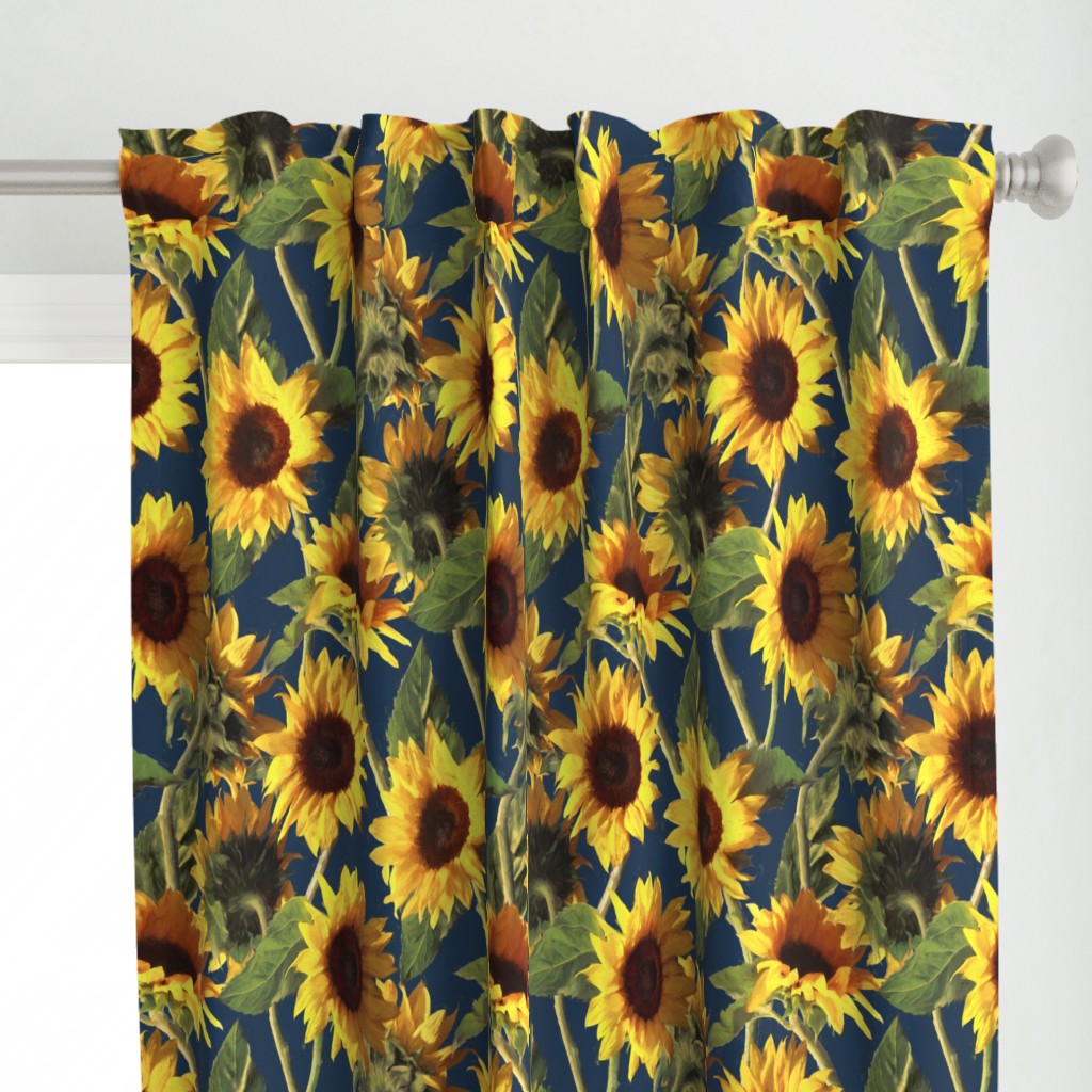 Sunflowers on Dark Blue