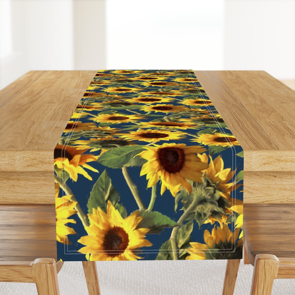 Sunflowers on Dark Blue