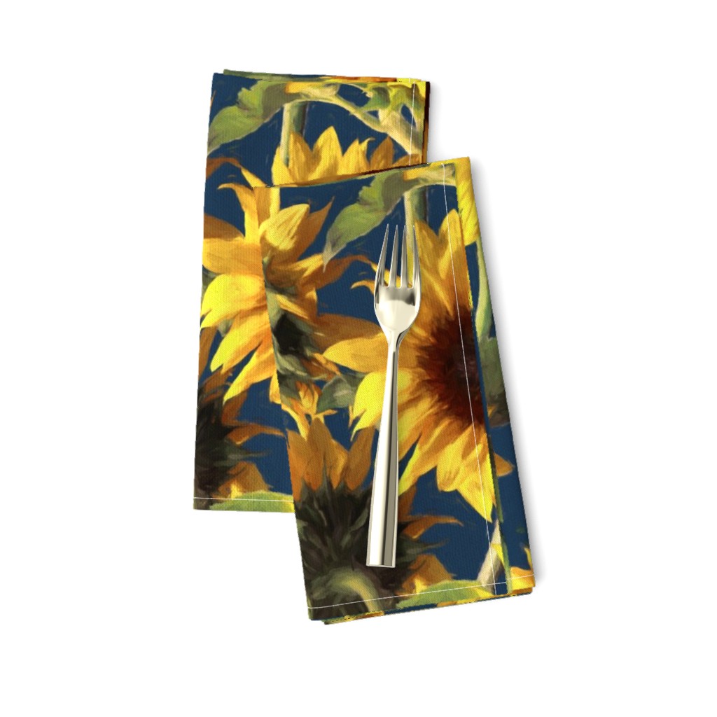 Sunflowers on Dark Blue