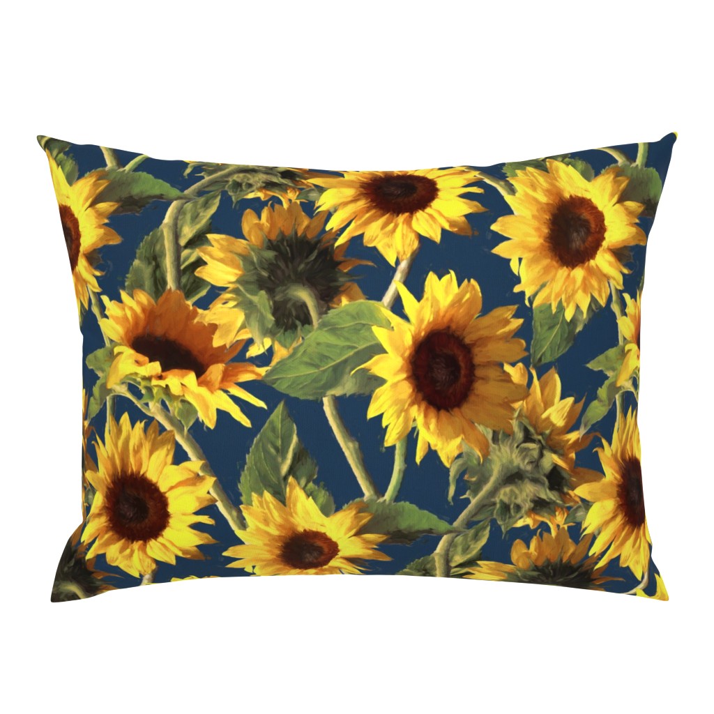 Sunflowers on Dark Blue