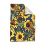 Sunflowers on Dark Blue