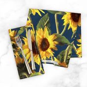 Sunflowers on Dark Blue