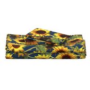 Sunflowers on Dark Blue