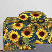 Sunflowers on Dark Blue