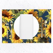 Sunflowers on Dark Blue