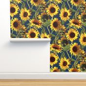 Sunflowers on Dark Blue