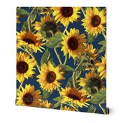 Sunflowers on Dark Blue