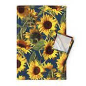 Sunflowers on Dark Blue