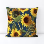 Sunflowers on Dark Blue