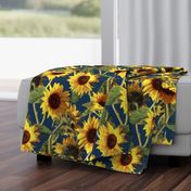 Sunflowers on Dark Blue