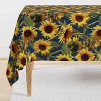 Sunflowers on Dark Blue