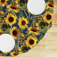 Sunflowers on Dark Blue