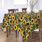 Sunflowers on Dark Blue