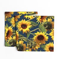 Sunflowers on Dark Blue