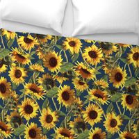 Sunflowers on Dark Blue