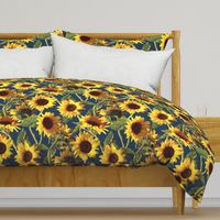 Sunflowers on Dark Blue