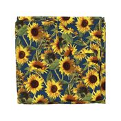 Sunflowers on Dark Blue