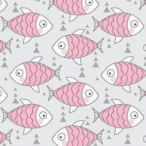 pink fish on grey