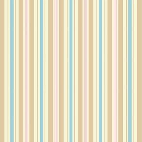Colorful Vertical Stripes, Brown, Pink, Blue, and Yellow Stripes Fabric