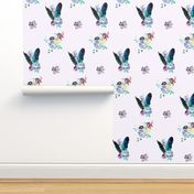 8" Teal & Lilac Florals / Soft Lilac Background