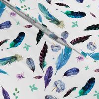 7" Teal & Lilac Feathers & Flowers / Mix & Match