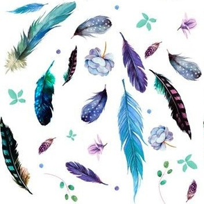 7" Teal & Lilac Feathers & Flowers / Mix & Match