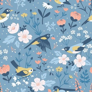 Birds & Blooms Blue