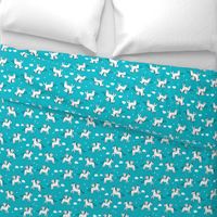 pegasus fabric // cute pegasus whimsical fantasy fabric for girls cute baby nursery design - turquoise