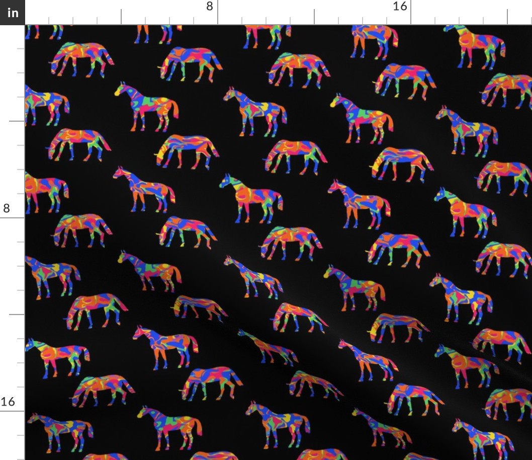 Elegant Rainbow Horses on Black