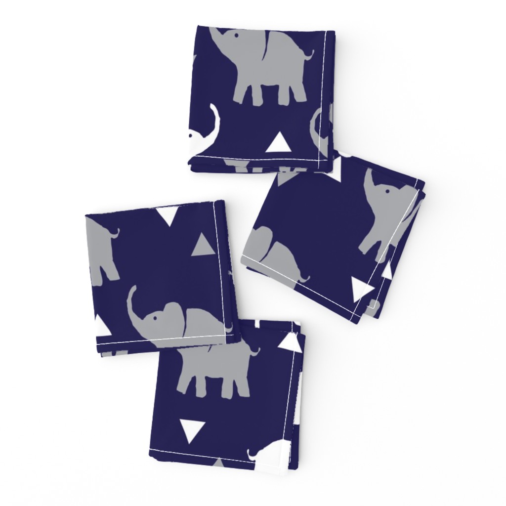 Elephants & Triangles - Navy Gray White