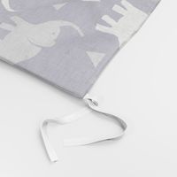Elephants & Triangles - Navy Gray White