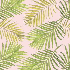 Watercolor Palm Leaves - Blush Pink