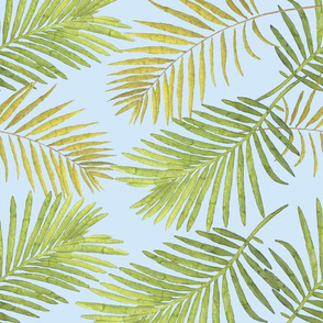 Watercolor Palm Leaves - Light Blue