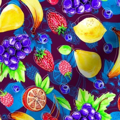 Pop art watercolor fruits