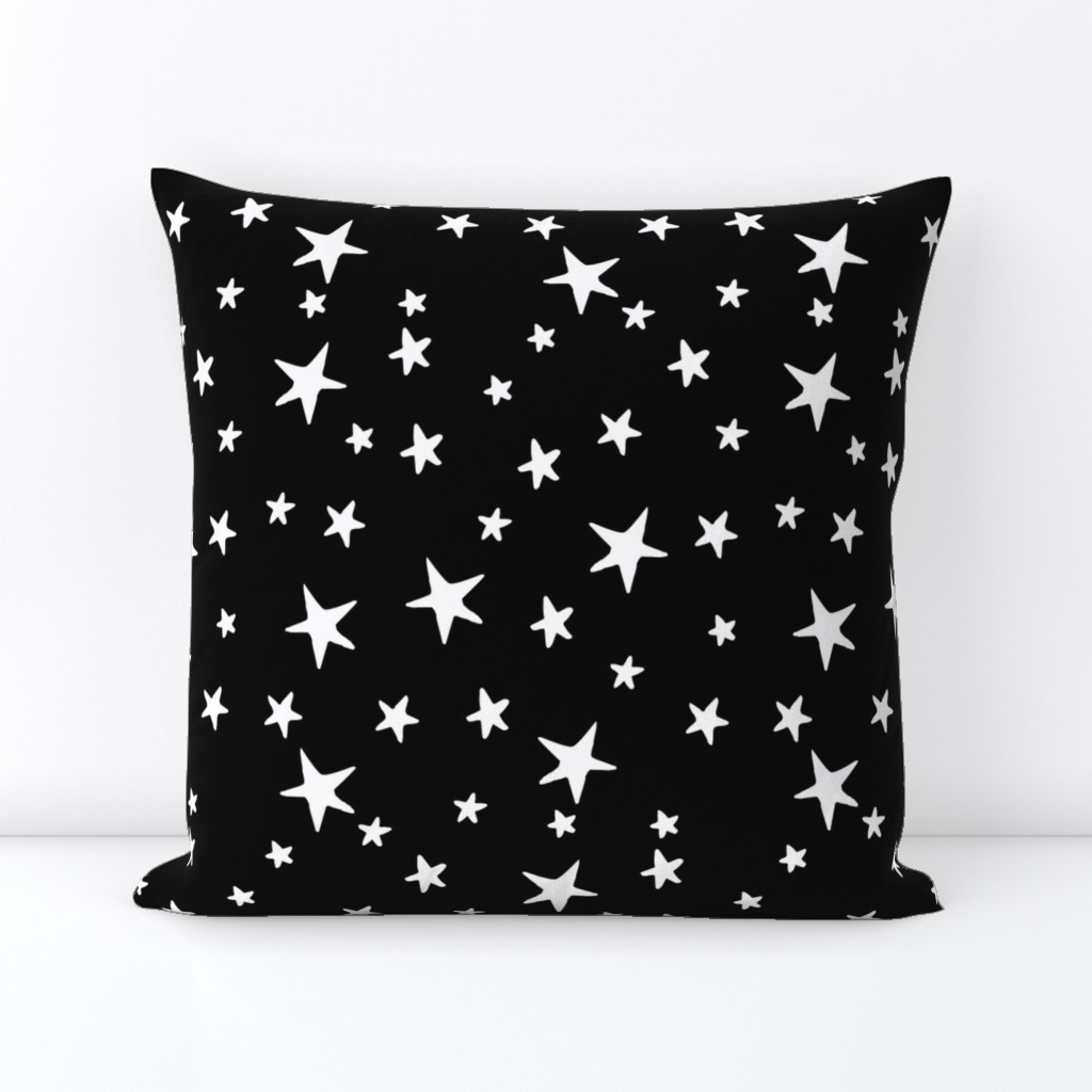 Drawn Stars - White on Black