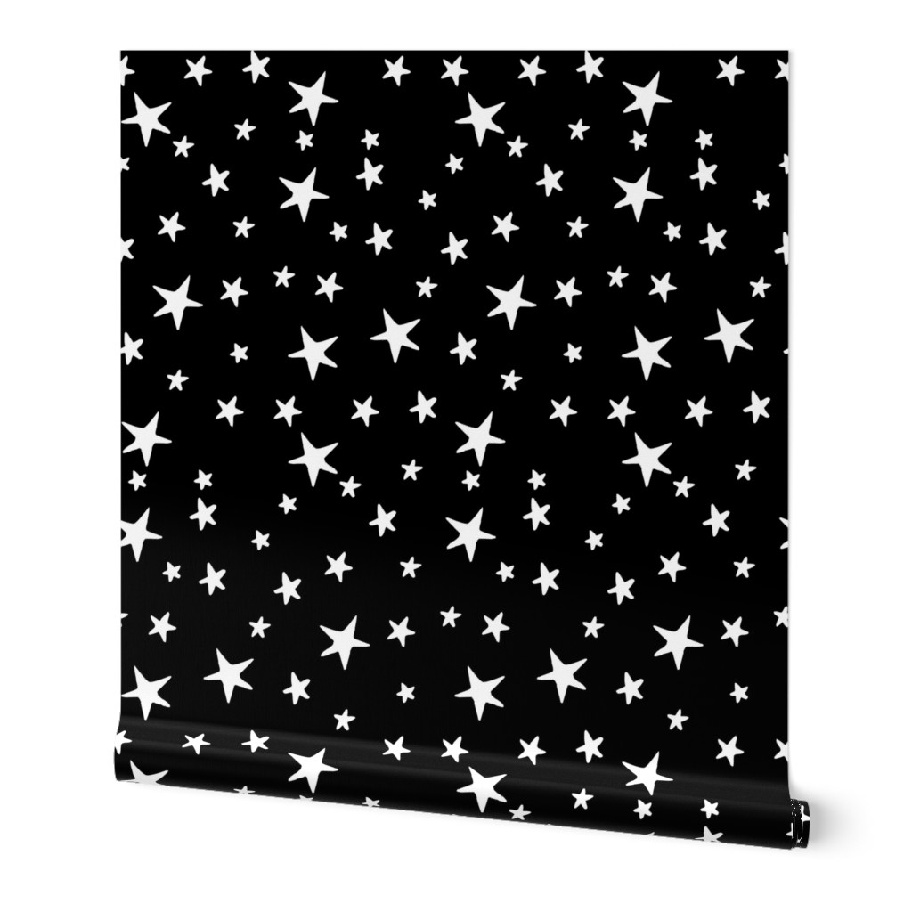 Drawn Stars - White on Black