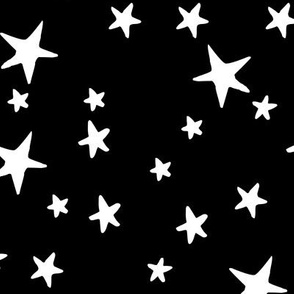 Drawn Stars - White on Black