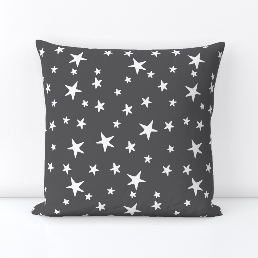 Drawn Stars - White on Dark Gray