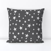 Drawn Stars - White on Dark Gray